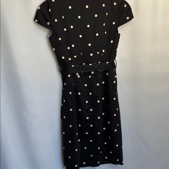 Boden Black Midi Dress with White polka dots business casual size 2 petite - Picture 8 of 9